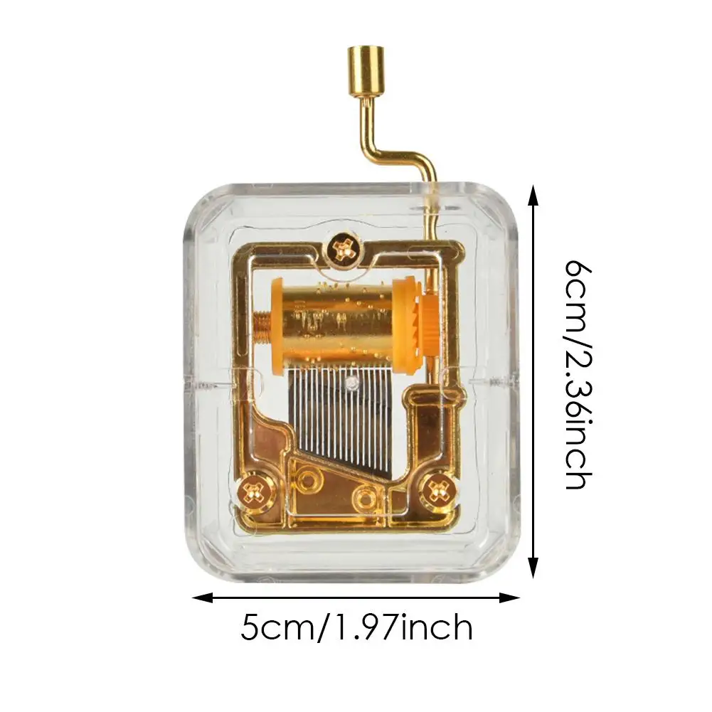 Mini Music Box Hand Cranking Music Movement Transparent DIY Music Box For Christmas Gift