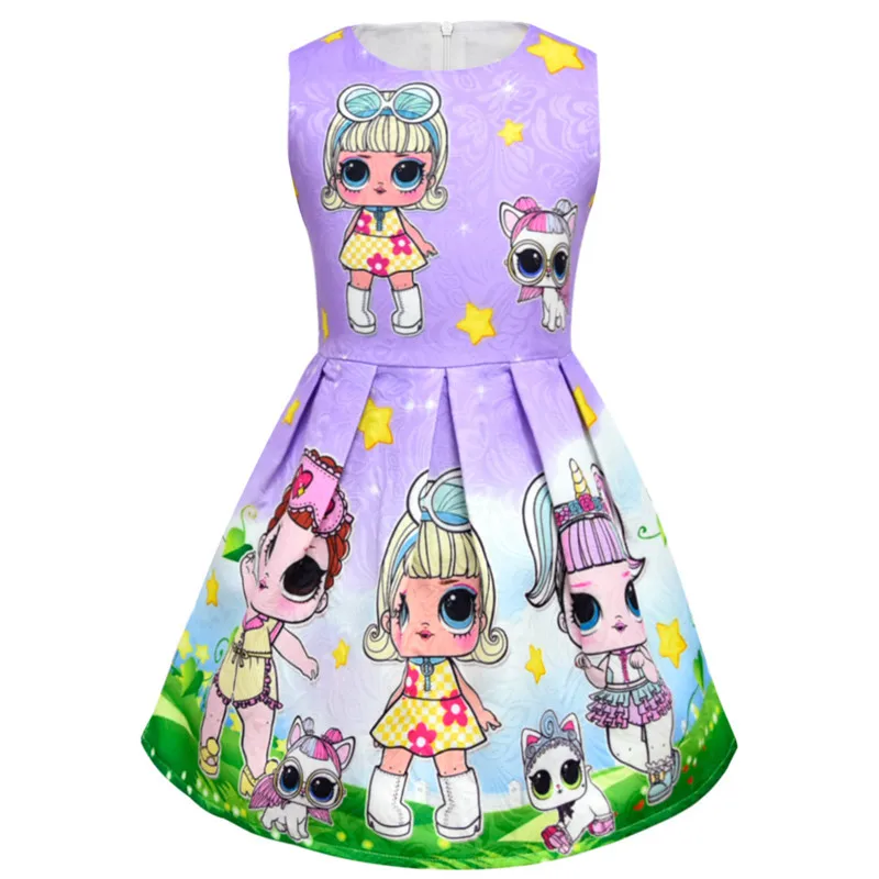 Платья для девочек; летнее платье-пачка принцессы для костюмированной вечеринки; праздничное платье для девочек с героями мультфильмов; одежда на год; детское платье - Цвет: W8703 purple
