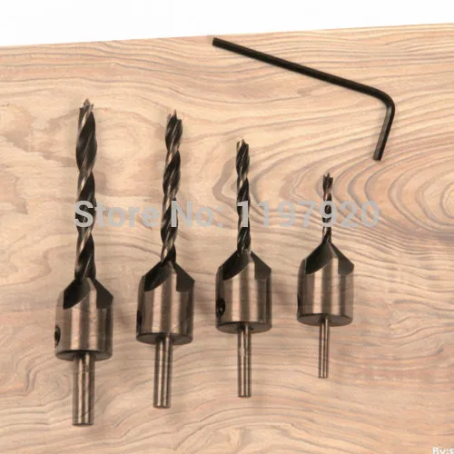 4 Pack Hss Counter Sink Bits Wood Countersink Power Tool Bit Set 5