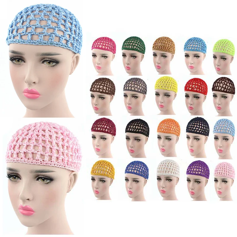 Soft rayon Crochet Hairnet Knit Hat Cap 