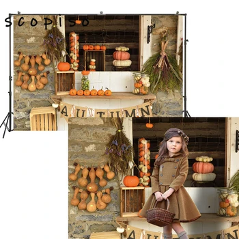 

Scopiso Backdrop Rural Autumn Photography Banner Countryside Crops Pumpkin Decorations Portrait Photo Studio Background Prop