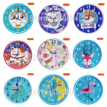 

Shaped Diamond 5D DIY Diamond Painting Animal Cat Wall Clock Diamond Embroidered Flamingo Cross Stitch Christmas Gift LD621