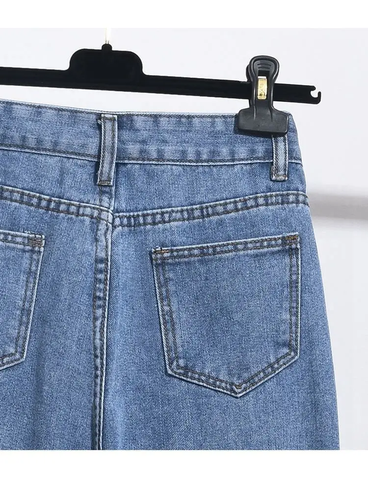 novo calças de brim de cintura alta das mulheres em linha reta solta denim jean estilo fino versátil harem calças streetwear