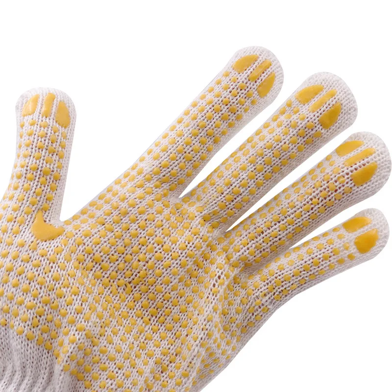 High quality A pair Cotton yarn PVC Anti slip gloves Wearable Work gloves  for Construction Cleaning Moving goods and Driving - AliExpress