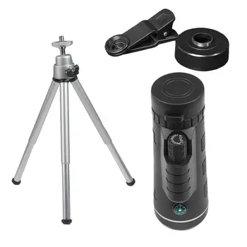 

Outdoor 40X60 Monocular BAK4 Monocular Telescope HD Vision Prism Scope With Compass Phone Clip Tripod