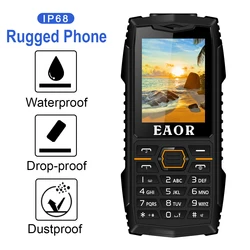 EAOR – téléphone portable étanche et robuste, 2G, étanche à la poussière, Anti chute, grande batterie, bouton, 2.4 pouces, double SIM, barre de fonctions, lampe de poche 