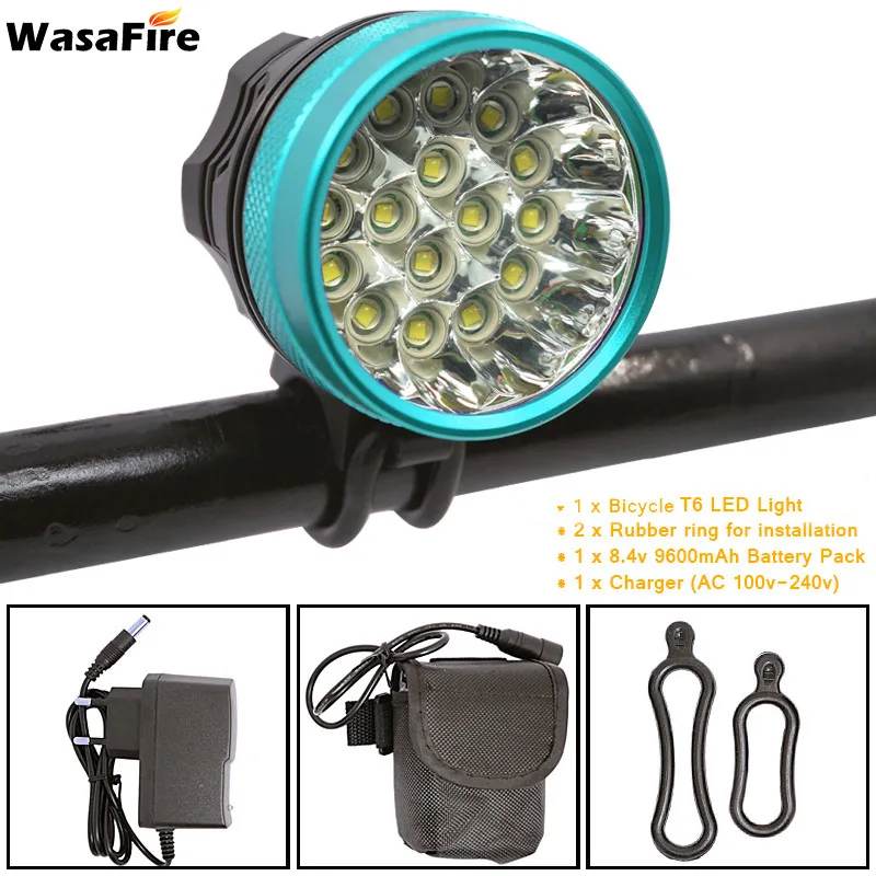 buy XML T6 Bike Light 40000 Lumen LED Head Lamp Headlamp 16 Leds Cycling Bicycle Light Front Headlight for Outdoor Riding