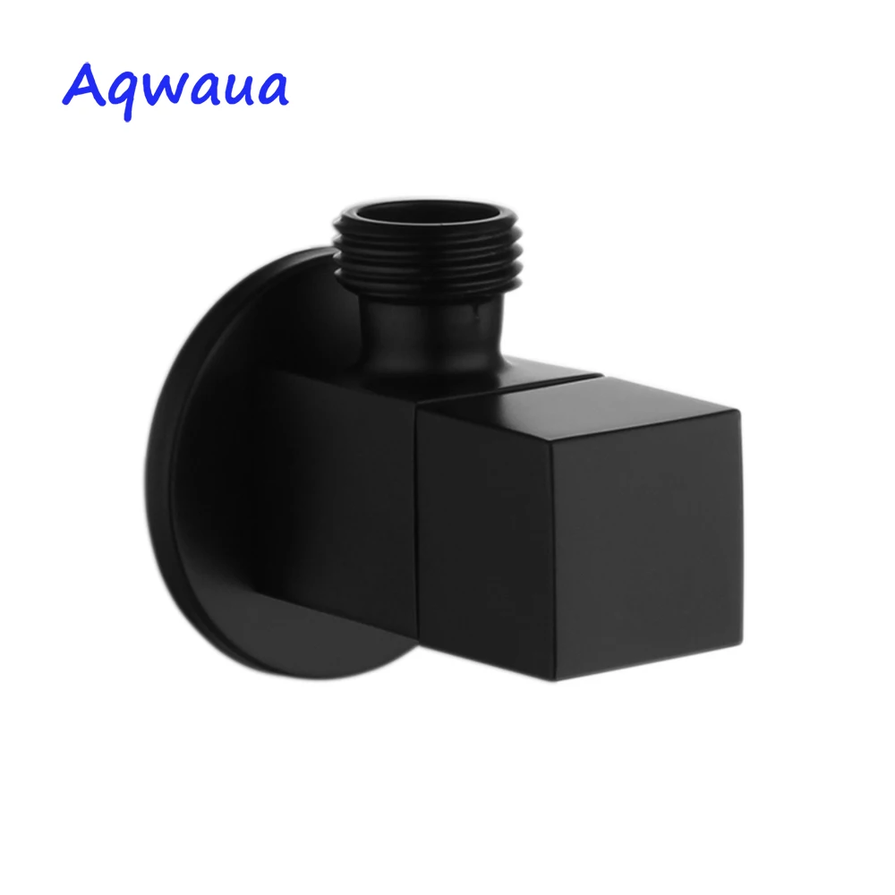 Черный угловой клапан Aqwaua для смесителя латунный отводной унитаза соединитель