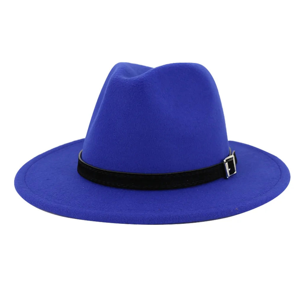 Новая мода унисекс кепки сомбреро Винтаж широкая шляпа с пряжкой на ремне регулируемые Outback для мужчин и женщин шляпы Mulheres chapeus - Цвет: Blue