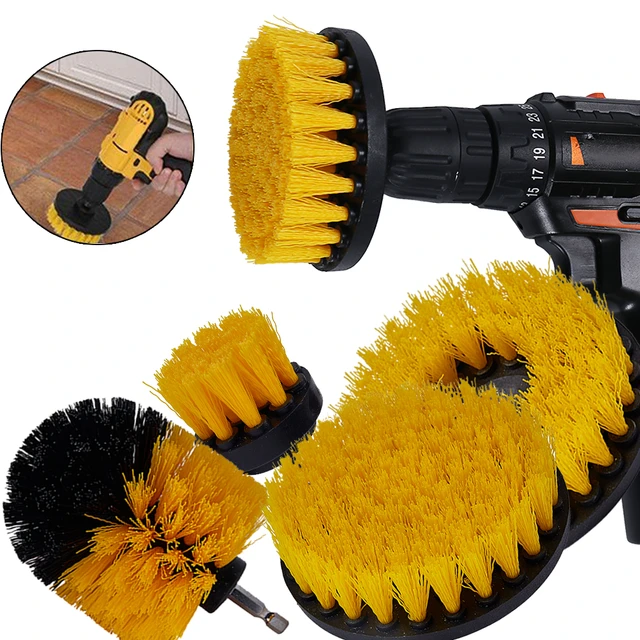 1 Set/3 PCS Electric Brush Kit Power Scrubber Pad Drill Cleaning Brush For  Carpet Glass Car Tires Nylon Brushes Scrubber Drill