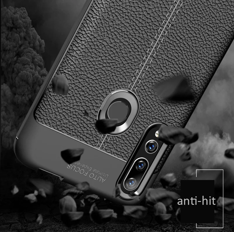 Кожаный чехол KEYSION с текстурой личи для Huawei Honor 9X Global матовый Мягкий силиконовый