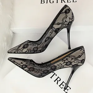  Shoes Women Pumps Fashion Wedding Shoes Women High Heels Lace Sexy Party Shoes Pointed Toe Women Shoes Women Stiletto