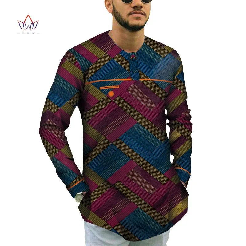 Cotton Men Short Sleeve Top Tees African Clothes Bazin Riche African Design Clothing Casual Mens Print Top Shirts WYN791 - Цвет: 20