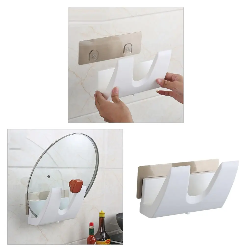 Kitchen Wall Mounted Pot Pan Lid Rack Storage Sucker Tool Organizer Holder | Дом и сад