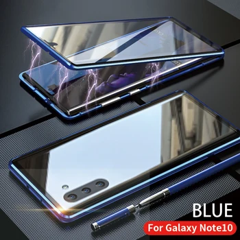

For Samsung Galaxy Note 10 Plus Pro Case Front And Back Magnetic Tempered Glass Two Sided Glass Aluminum Metal Protective Cover
