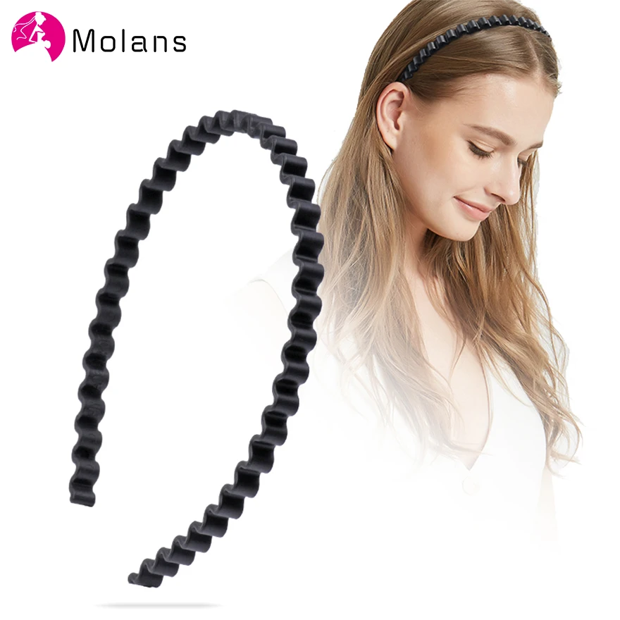 

Molans Simple Irregular Plastic Hairbands Toothed Comb Anti-slip Wave Spring Pattern Headbands for Women Braids Wide Hair Hoops