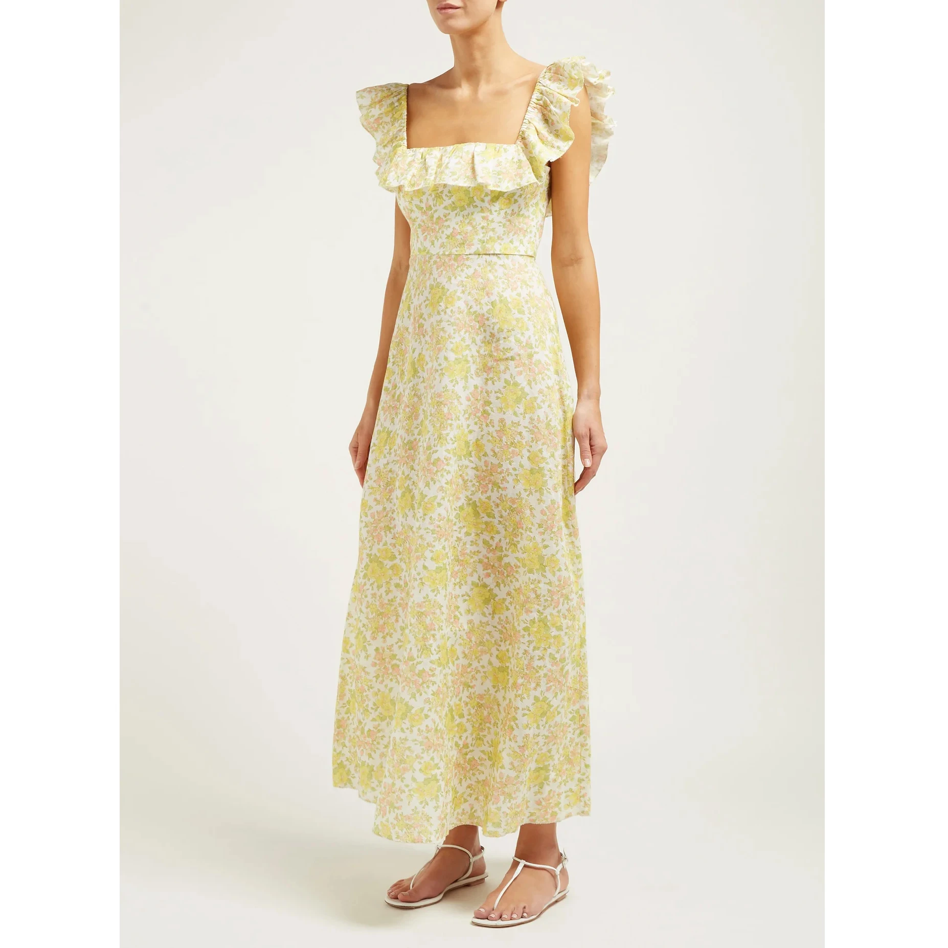 С принтом длинное льняное платье 2019 в богемном стиле с цветочным праздничное