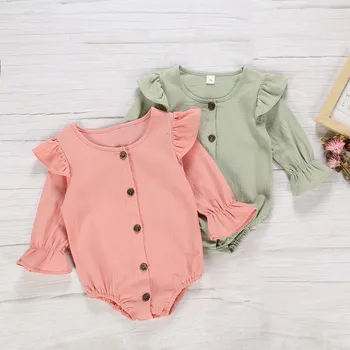 

Baby Girl Clothes Infant Baby Bodysuit Long Sleeve Solid Ruffles Newborn Girl Bodysuit Toddler Jumpsuit Sunsuit Outfits 3M-24M