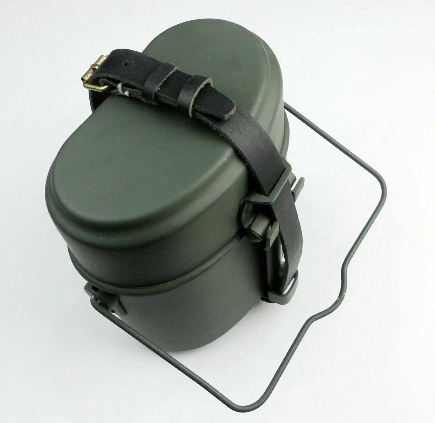 WWII German Field M31 Mess Tin Canteen W Leather Carry Straps