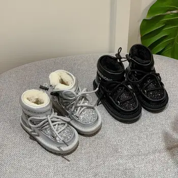 

Children snow boots 2020 winter new girls thick warm sequin fashion cotton boots boys non-slip boots