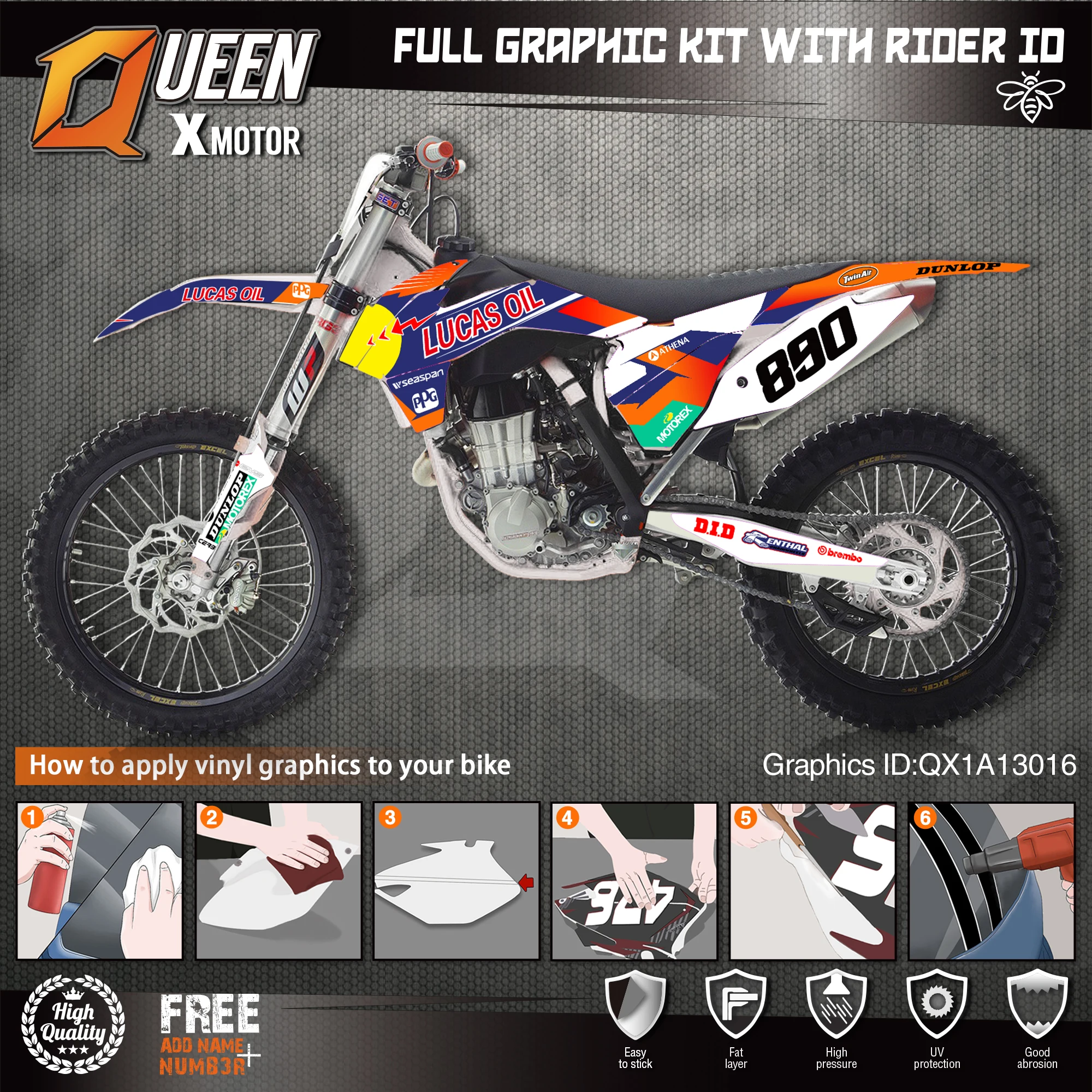 QUEEN X MOTOR Custom Team графические наклейки 3M Набор наклеек для KTM 2013 2014 2015 SX SXF 2016 EXC XC W