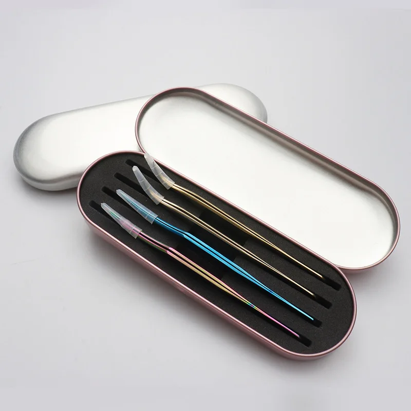 

Exquisite Tinplate Eyelashes Tweezers Storage Box Tweezers Box Planting Eyelash Grafting Toolkit Clip Protective Case