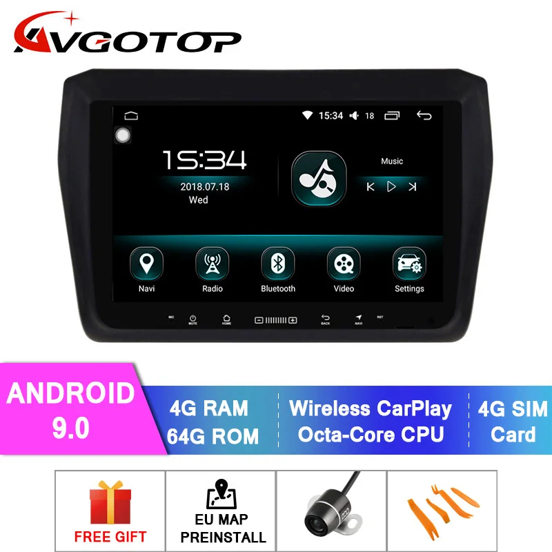 AVGOTOP Восьмиядерный Android 9,0 Indash Автомобильный dvd-плеер для SUZUKI- SWIFT Встроенный 64 Гб флэш 4 Гб ram