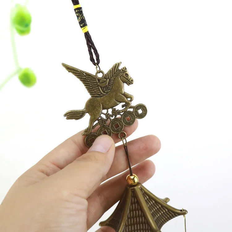 Double Layer Pegasus Lucky Feng Shui House Protection Alloy Feng Shui Wind Chime Anti-theft Doorbell Car Pendant Wholesale
