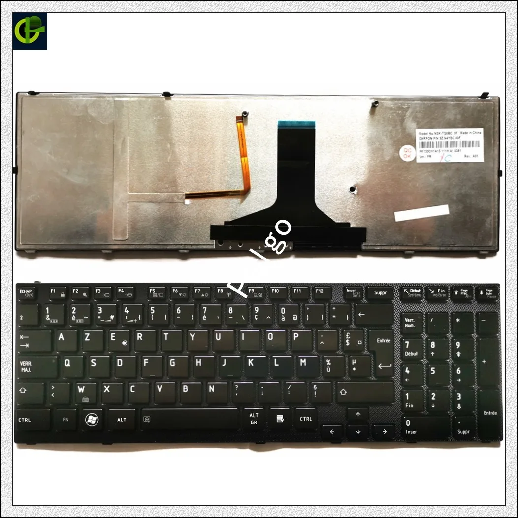 Французская клавиатура Azerty с подсветкой для Toshiba Satellite K000121020 K000120690 MP-10N86F066981 PK130IU2C15