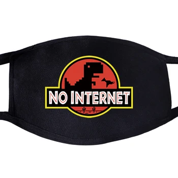

NO Internet Dinosaur Dustproof Mouth Face Masks Unisex Black Cycling Anti-Dust Facial Protective Cover Washable Breathable Mask