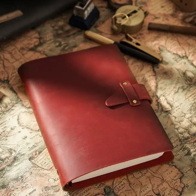 

Hand Made A5 Genuine Leather Journal Book 196P Creative Classic Spiral Diary Lined/Grided/Dotted/Blank Paper 2020 New Gift