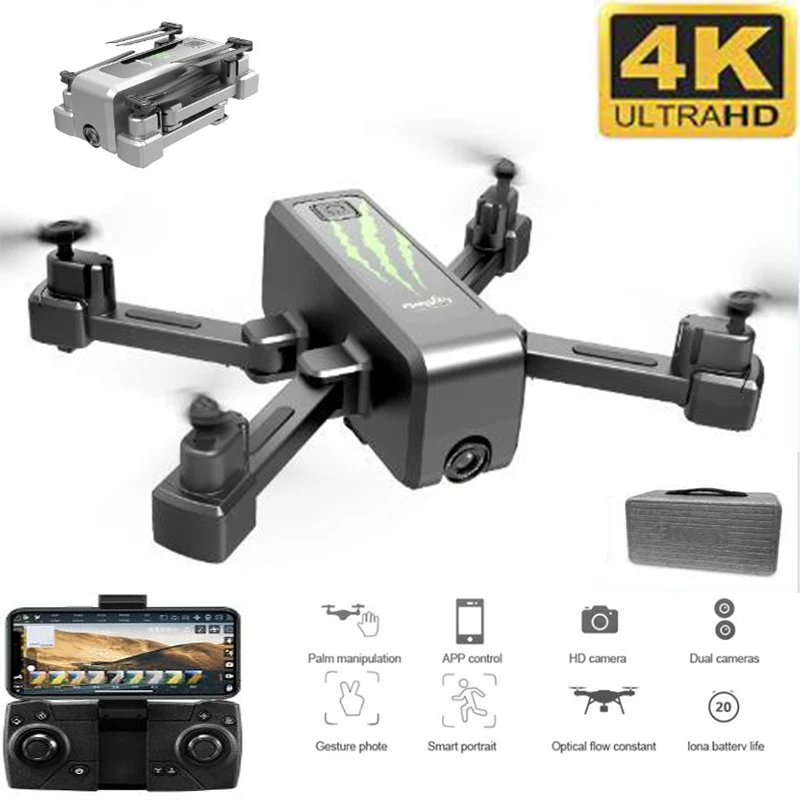 Профессиональный Дрон с регулировкой 4K HD с двойной камерой WiFi FPV Follow Me Drone RTF 16 МП камера RC Квадрокоптер вертолет