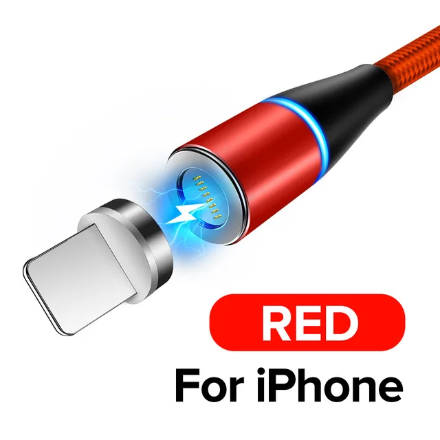 Магнитный USB Micro кабель для iPhone 11 Pro Max провод для быстрой зарядки usb type C type-C Магнитный кабель для мобильного телефона samsung 3.0A - Цвет: Red iOS Cable