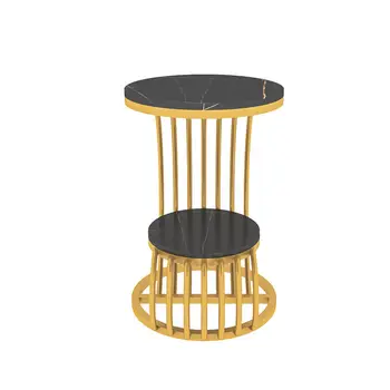 Luxury Small Round Wrought Iron Slab Creativity Side Table 6
