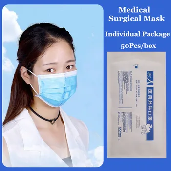 

50/100Pcs Anti-Bacterial Dust-Proof Disposable Medical Surgical Face Mask Outdoor Protect Mouth Nose 3 Ply Non-Woven Filtration