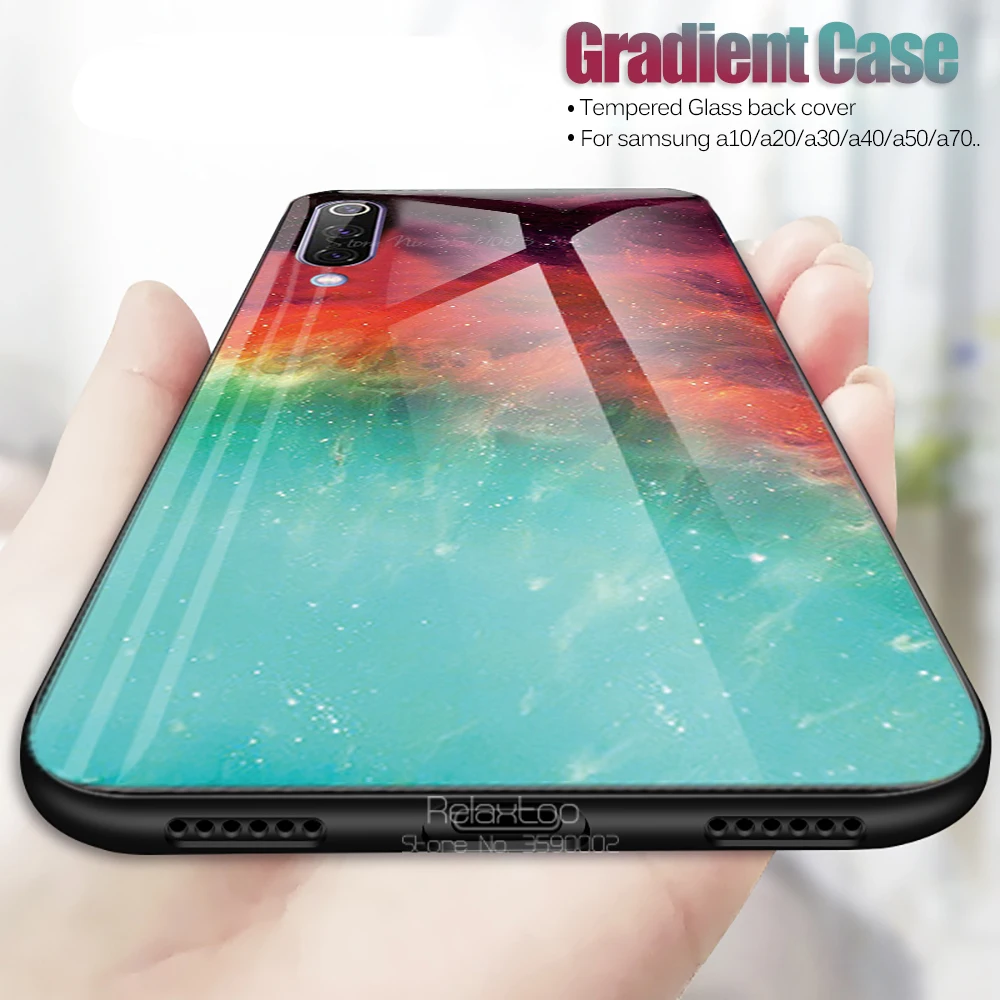 Градиентный чехол для телефона samsung Galaxy a70 a50 a40 2019 из закаленного стекла и мрамора