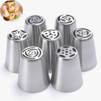 

7PCS/Set Stainless Steel Russian Tulip Icing Piping Cake Nozzles Pastry Decoration Tips Cake Decorating Tools Bakeware