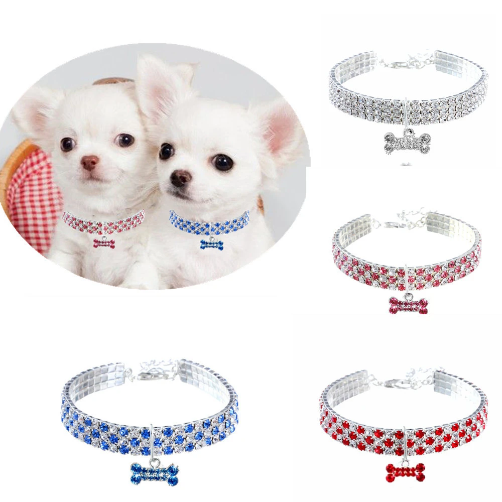 Collar perro de cristal con diamantes de imitación, Collar brillante para mascotas, collares para perros pequeños, accesorios de disfraz de joyería para mascotas de lujo|Collares| - AliExpress