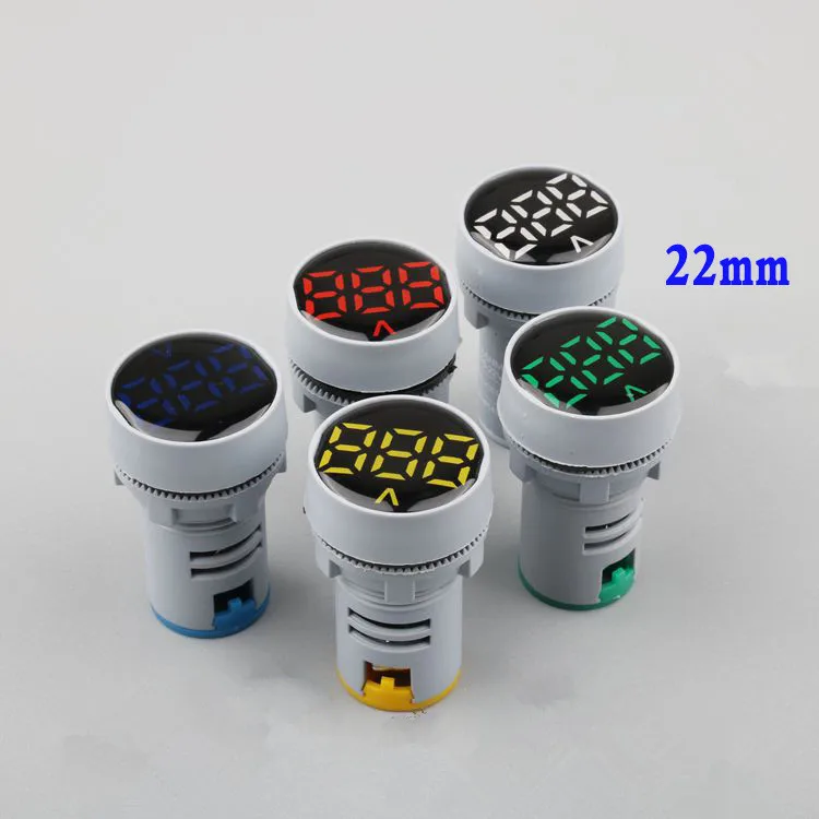 

22mm AC20-500V LED Mini Round Voltmeter voltage meter indicator pilot light Red Yellow Green Blue White digital