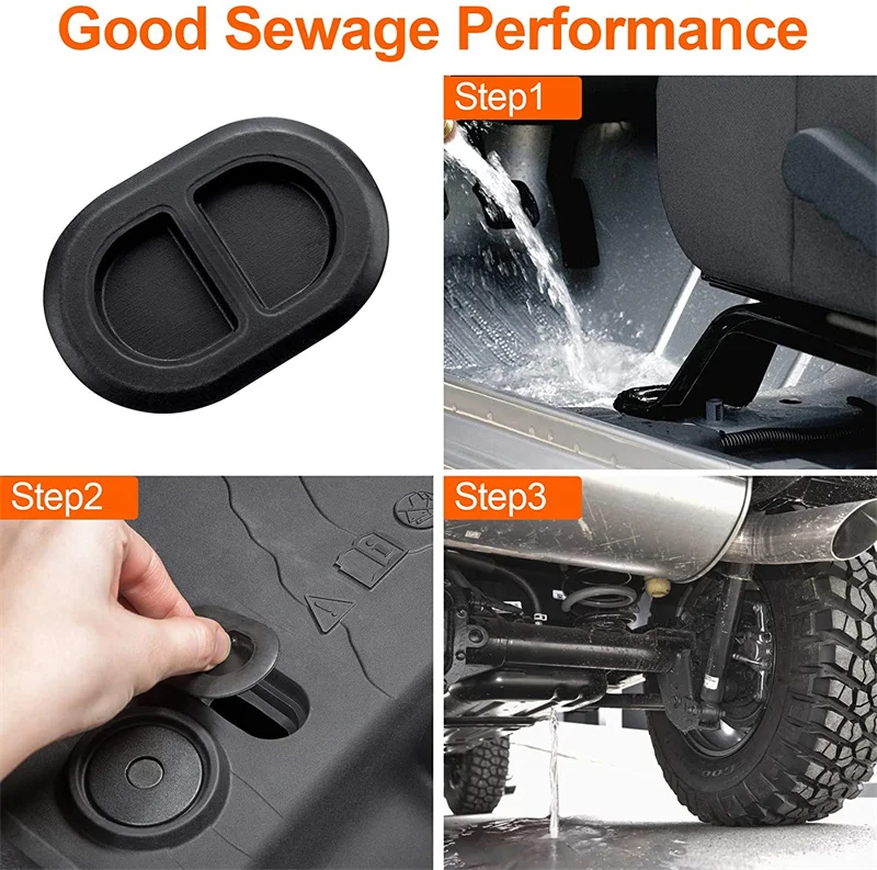 Für Jeep Wrangler JK JKU JL JLU 2007-2024 Bodenwanne Ablaufstopfen Hinten Vorne Boden Gummistopfen 4 teile/satz – Detail 5