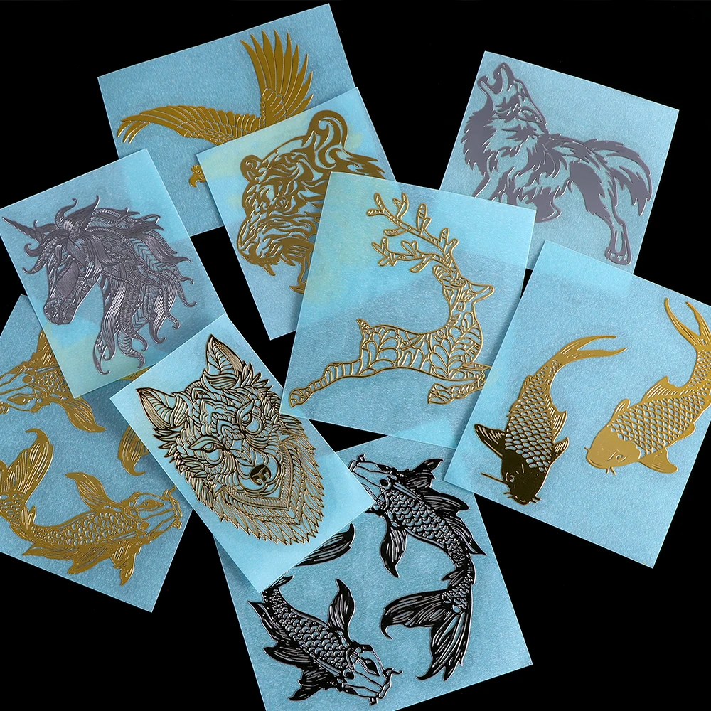 Animal Stickers Self Adhesive Stickers Adhesive Stickers Decorative Stickers 5 Sheets Gold Glitter Animals Sticker 3D Self Adhesive Metal Sticker UV Epoxy Resin Filler DIY Silicone Mold Craft Jewelry Makin