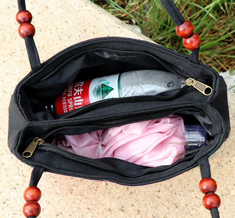 New Fashion Embroidery Women Small handbags National Floral Embroidered Lady Top-handle bags Single-layer Beading Falp Carrier