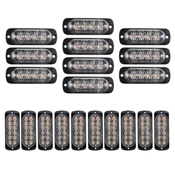 

20 Pcs Yellow Car Led Emergency Warning Flash Strobe Light Kit, 10Pcs 12 Led & 10Pcs 4 Led