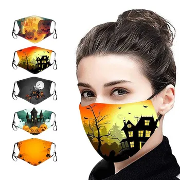 

5pc Adult Halloween Print Anti-pollution Breathable Protective Mask Reusable Washable Dust-proof Masque De Protection Lavable