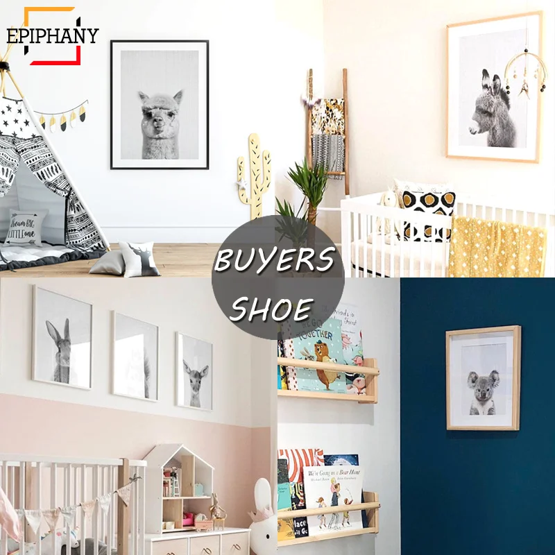 Детский плакат с животными кролик жираф фотография детской комнаты черно белая