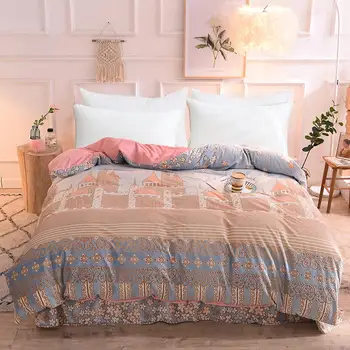 

Bonenjoy Fleece Quilt Cover Queen Size sabanas de algodon para cama Castle Pattern Winter Worm Comforter Covers For Bed 200x230