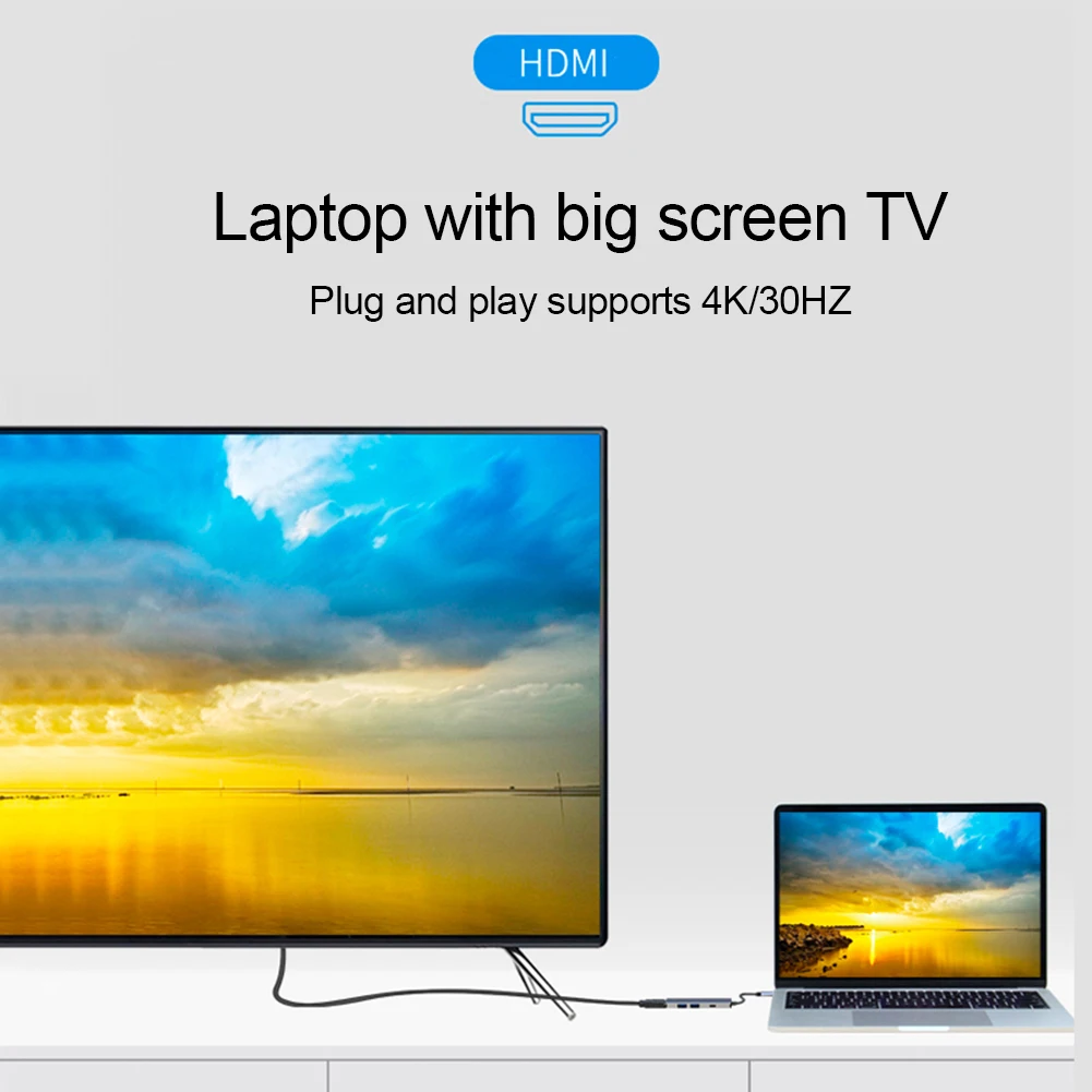 Алюминиевый сплав 4 в 1 type-C к USB 3,0 HDMI конвертер с хорошим тепловыделением высокого качества