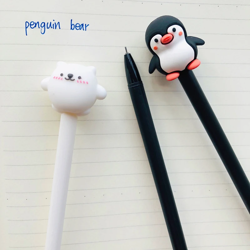 2X каваи Пингвин и медведь большая голова гелевая ручка кавайные канцелярские школьные принадлежности