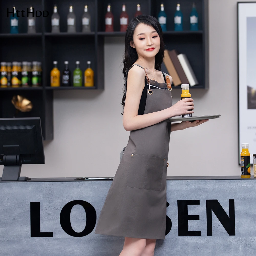 

Wholesale custom leather lanyard apron unisex kitchen chef apron barbecue haircut work apron restaurant cafe waiter Bakers apron