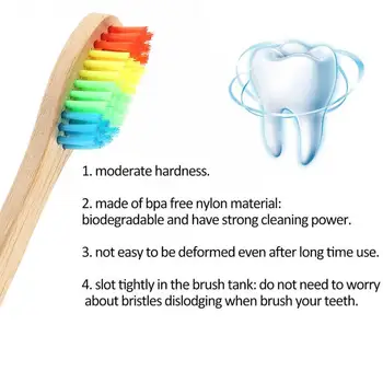

Bamboo Rainbow Toothbrush Firm Bristle Fibre Wooden Handle Clean Kid&Adult